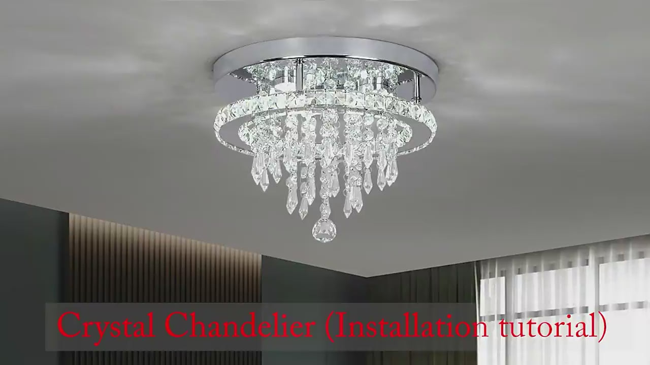 Crystal LED Chandelier with Dimmable Colors & Remote Control